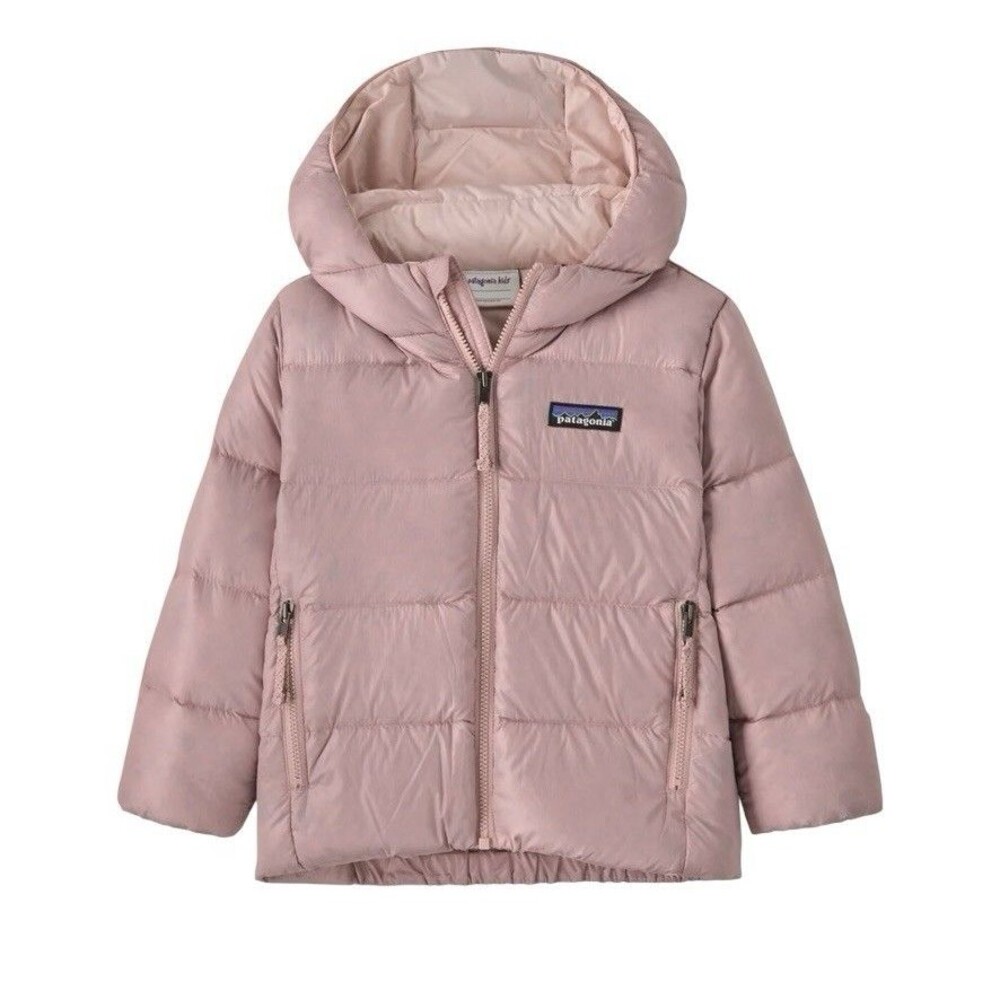 Patagonia Baby Hi-Loft Down Sweater Hoody Puffer Jacket Size 5T Fuzzy Mauve